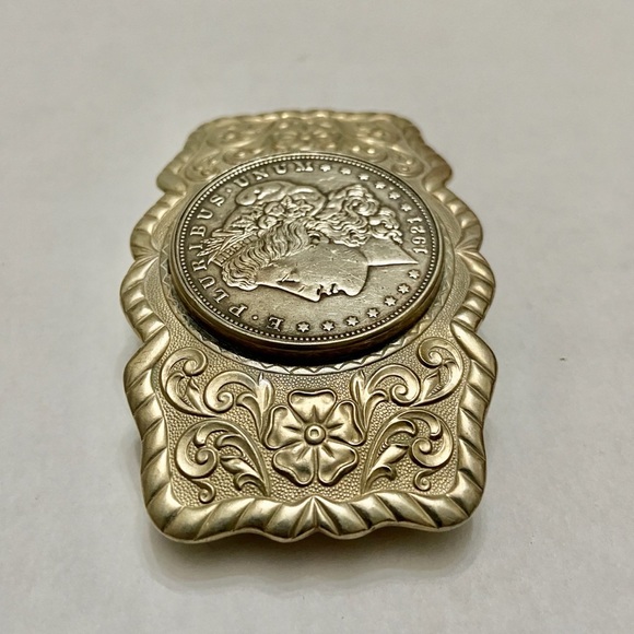 Antique 1921 Silver Morgan Dollar Coin Buckle 3.25in x 2.25in - Picture 5 of 10